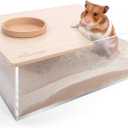 Niteangel Animal Sand-Bath Box: - Acrylic Critter's Sand Bath Shower Room & Digging Sand Container for Hamsters Mice Lemming Gerbils or Other Small Pets (Rectangle, Burlywood)