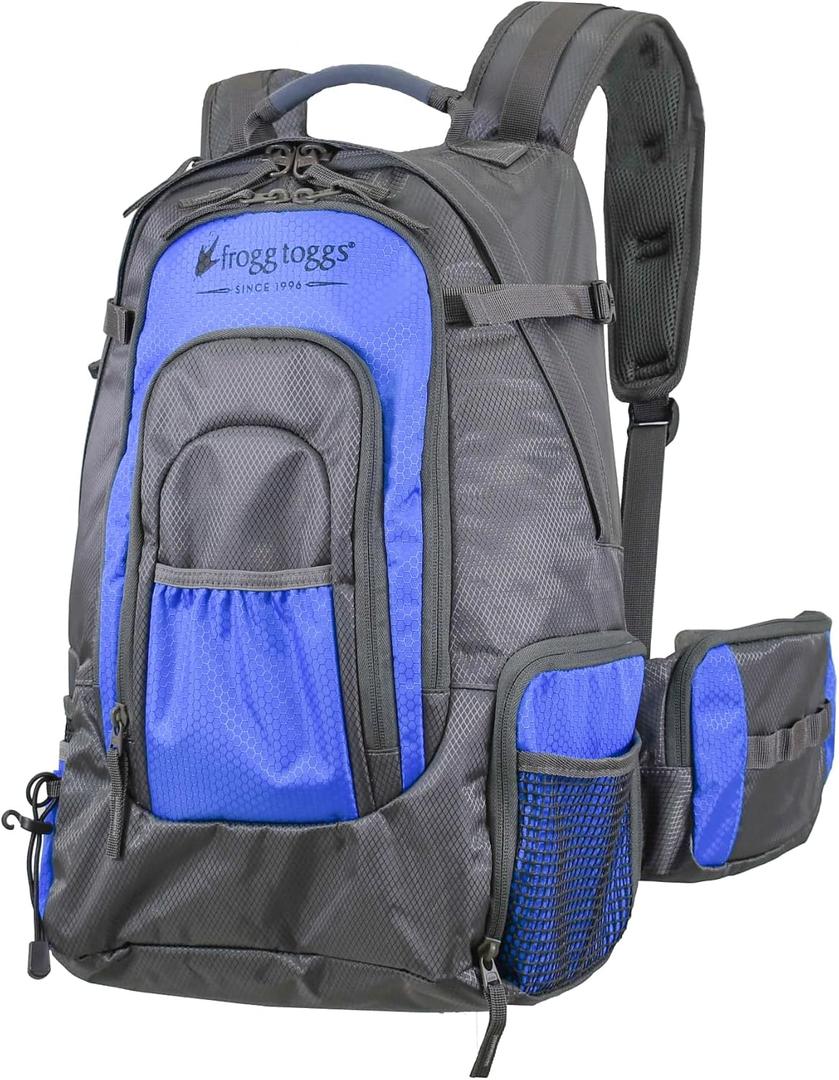 FROGG TOGGS Fishing Sling Pack, Easy Hands-Free Fishing Tackle Storage Bag with Water Bottle Pocket (One Size, Blue)