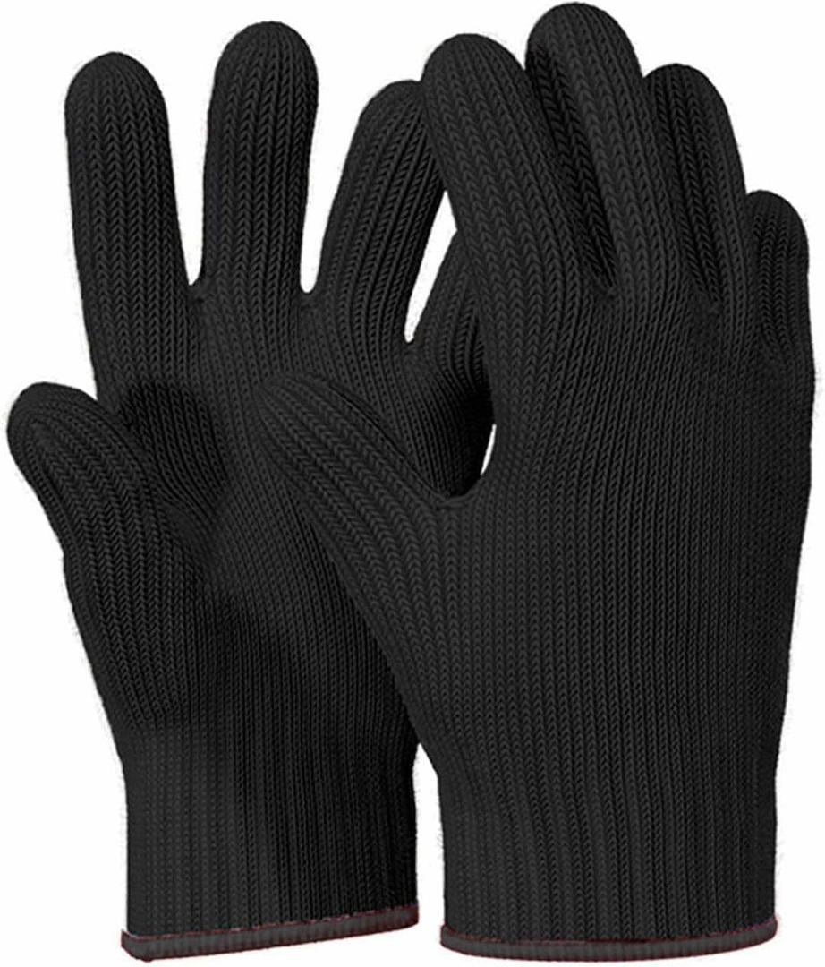 Heat Resistant Gloves Aramid Oven Gloves with Fingers for Cooking, BBQ Gloves with Cotton Lining, Non-Slip, 9.45"x3.94" Kitchen Mitts for Baking & Frying, Grilling Accessories, One Size