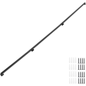 14 Feet Square Tube Handrail, Wall Mount Industrial Modern Staircase Handrail for Indoor Outdoor Steps, 600lbs Load Capacity, Metal Non-Slip Grab Handle for Stairs Loft Porch, Matte Black