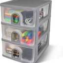 Desktop Storage Drawers Desk Organizer with Drawers, 3 Drawers Organizing Drawers Clear Small Plastic Storage Drawers for Crafts, Accessories, Stationeries, Office Supplies, Pens (1Pack) (Gray)