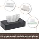 Y-in Hand Tissue Box Cover, Rectangular Black Wall Mounted Facial Paper Holder Dispenser, Prefert for Storage on Bathroom Vanity, Kitchen, Night Stand, Countertops Office and Car