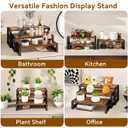 IBUYKE 4 Tier cupcake stand,Wooden Risers Display Stands,Tiered Display Stand for food,Dessert Table Display for Party,Afternoon tea, Family Gatherings,Rustic Brown UTLJ018H