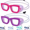 Vvinca Kids Swim Goggles, 2 Pack Toddlers Swimming Goggles Bungee Strap No Hair Pulling Anti-Fog/UV Pool Goggles for Age 3-10 (01-hot Pink& Purple)