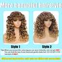 GKtineke-Curly-Wig Big-Curly-Wigs-for-White-Black-Women 20 Inch- Long-Curly-Wig-with-Bangs Synthetic-Hair-Replacement-Wigs-for- Cosplay and Daily (Ombre Blonde)