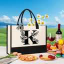 Tecanne Personalized Initial Canvas Tote Bag, Suitable for Birthday, Wedding, Beach, Holiday, Gifts for Women, Mom, Teachers, Nurses, Best Friends, Bridesmaids (K)