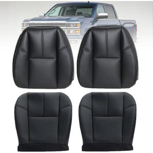 #193 Black DriverPassenger Side Bottom SeatTop Lean Back Leather Covers Compatible with Chevy Silverado Suburban Avalanche/GMC Sierra Tahoe Yukon 2007 2008 2009 2010 2011 2012 2013 2014