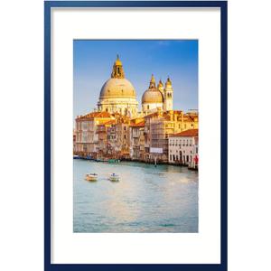 wyooxoo 20x28 Picture Frame Dark Blue Made Of Solid Wood Photo Frames Display Pictures 16x24 with Mat or 20x28 Without Mat Colorful Frame For Horizontal Vertical Wall Mounting