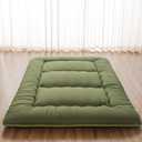 Zelladorra Japanese Floor Mattress, Futon Mattress with Portable Storage Bag and Washable Cover, Roll Up Thick Tatami Mat Suitable for Camping, Guest Room, Green, Twin (80"L x 39"W)