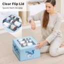 GRANNY SAYS Shoe Organizer for Closet, Fits up to 8 Pairs, 2 Pack Shoe Cubby Storage Containers with Side Mesh Pocket and Flip-Top Lids, Blue (Max Foot Length: 6")