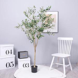Hobyhoon Artificial Olive Trees Silk Trees Faux Olive 7ft Tall Tree in Potted Oliver Branch Leaves and Fruits for Modern Home Decor Indoor