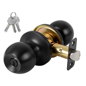 Matte Black Door Knobs with Lock and Key，Exterior and Interior Door Lock for Bedroom, Entry Door Handle for Front Door