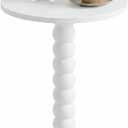 Round Side Table, Small Drink End Table, Solid Wood Leg Accent Nightstand | Pedestal Base Design, Sofa Side Table, Living Room Bedroom Furniture, Apartment Office Decor, White