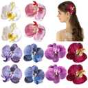 12 Pieces Flower Hair Clips Bohemian Butterfly Orchid Hair Barrettes for Beach Party Spring Photo Prop, Artificial Hawaiian Boho Hairclip Flower Hair Accessories for Women Girls Bridal Headwear
