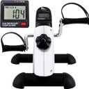 Mini Exercise Bike, himaly Under Desk Bike Pedal Exerciser Portable Foot Cycle Arm & Leg Peddler Machine with LCD Screen Displays (White)