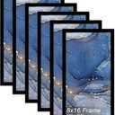 Fxojyvo 8x16 Picture Frame Set of 6, Black Frame for 8 x 16 Inch Picture Poster Photo, Light Weight and High Transparent 8 by 16 Frame for Wall - 6 Pack/Black/8"x16"