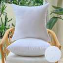 18 x 18 Outdoor Pillow Inserts Set of 2 Square Throw Pillow Inserts Waterproof for Couch Porch Outside Patio Furniture Decorative Pillows Medium White Sofa Cushion Stuffer