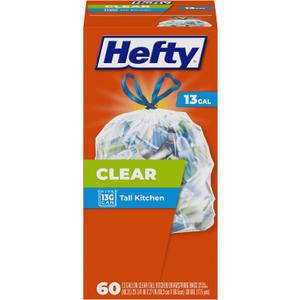 Hefty Clear Trash Bags, Clear, 13 Gallon, 60 Count