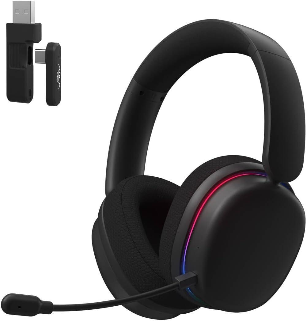 AULA G7 Pro Wireless Gaming Headset with 7.1 Surround Sound, 40mm Driver, BT5.3 Gaming Headphones with Mic, RGB, 10ms Latency, 65H Battery, PC Gaming Headset for PS5,PS4, Switch,PC,Wired Mode for Xbox