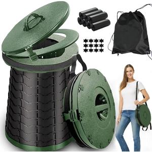 ALEVMOOM XXL Portable Toilet for Camping,880lbs Capacity,19.7" H Adjustable Outdoor Toilet with 7 Garbage Bags,Porta Potty for Adults,Collapsible Luggable Loo for Camping