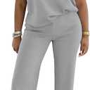 PINSV Women's 2 Piece Outfits Short Sleeve Polo Shirt Wide Leg Pants Tracksuit Lounge Sets L