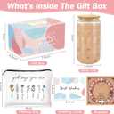 Christian Religious Gifts for Women, Birthday Gifts, Graduation Gifts for Her, Inspirational Bible Jar, Spiritual Religious Catholic Baptism Gifts, Gift Basket with 16 Oz Glass Cup, Makeup Bag