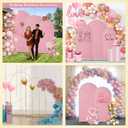 Wedding Arch Backdrop Stand, Gold Metal Arch Backdrop Stand for Wedding Baby Shower, Birthday, Anniversary, Graduation Garden Balloon Arch Decoration (Gold-5.9+6.6+7.2ft)