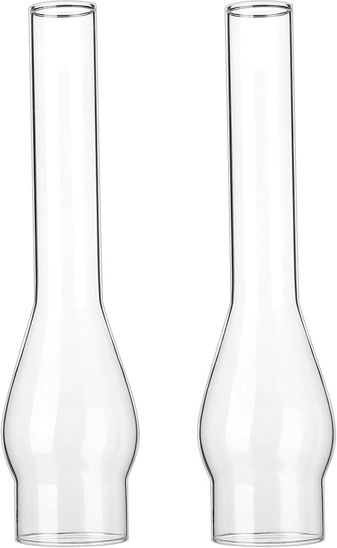 Lewtemi 2 Pcs 3 Inch Base by 14 Inch Oil Lamp Chimney Kerosene Lamps Shade Oil Lamp Glass Replacement for Miniature Kerosene Lamps
