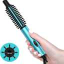 Mini Thermal Brush, Curling Iron 3/4 Inch, Heated Round Brush for Volumizing and Small Curls, Travel Size Curling Iron for Short & Thin Hair, Dual Voltage, One Heat 392F, Blue