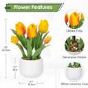 Hollyone Yellow Tulips Artificial Flowers in Vase Fake Tulips Silk Flowers Arrangements Faux Tulip Bulbs with Ceramic Pot Tulip Potted Plants Floral Bouquet for Home Decor Table Centerpiece Decoration