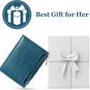 Airkit Small Wallet Women RFID Blocking Soft Leather Bifold Compact Card Holder Wallet for Women with Zipper Coin Pocket 4 ID Window, Peacock Blue