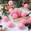 Liliful 24 Pcs Large Christmas Velvet Beads Garland for DIY Craft Flocking Ball Christmas Tree Ornament Hanging Beads for Xmas Tree Fireplace Decoration Holiday Supplies(Pink)