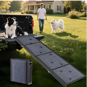 Dog Car Ramp for Large Dogs, Foldable Dog Steps Aluminum Dog Ramps, Dog Stairs with Nonslip Surface for High Beds, Trucks, Cars and SUV, Supports up to 240 lbs (67'' L x 17'' W) Dog Car Ramp for Large Dogs, Foldable Dog Steps Aluminum Dog Ramps, Dog Stairs with Nonslip Surface for High Beds, Trucks, Cars and SUV, Supports up to 240 lbs (67'' L x 17'' W)