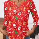 LOMON Womens 3/4 Length Sleeve Tops V Neck Business Casual Blouses Summer Tees Shirts 2026 (Red, M)