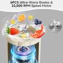 COKUNST 17Oz Portable Blender with 6 Blades, USB-C Rechargeable Personal Smoothie Maker for Shakes & Juices, Compact Mini Mixer for Home, Office & Travel (Beige)