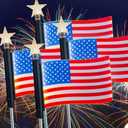 4th of July Decoration Outdoor Solar American Flag Lights,Upgaded 4Pack 140 LED Larger Size USA Flag Pathway Light Garden Stake Lights Patriotic Light for Independence Memorial Day Yard Patio Decor