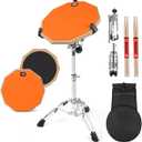 AKLOT Practice Pad Set 12" Silica gel Pads Drum for Adult Kids with Snare Drum Stand,Double Sided,Drumsticks,Bag