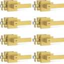 Plustool 8 Pack Brushed Gold Door Handles, Interior Door Knob Heavy Duty, Flat Square Privacy Door Locks, Keyless Door Leverset for Bedroom and Bathroom