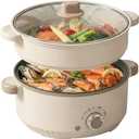 Versatile 2.5L Real Capacity Non-stick Electric Hot Pot Multicooker Glass Lid with Steamer Electric for Steaming, Boiling Stewing hotpot pots electric cooking ramen cooker Dorm