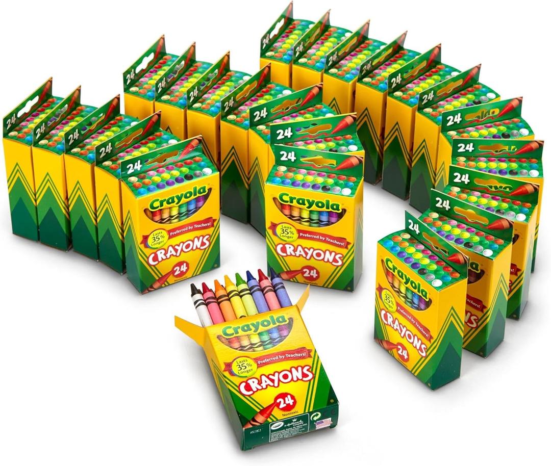 Crayola Crayons Bulk (24 Packs), Coloring Book Supplies, Presharpened Crayons for Kids, Stocking Stuffers, Preschool Classroom Supplies, Gifts, Ages 3+ (576 Count (Pack of 1))