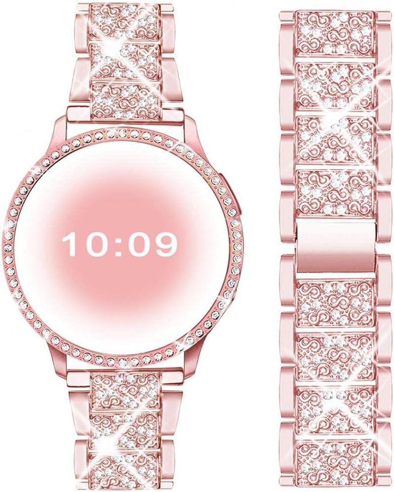 Mosonio Compatible with Samsung Galaxy Watch FE 2024 40mm/Galaxy Watch 5 Band 40mm 44mm/ Galaxy Watch 4 Band 40mm 44mm with Protective Cover Case, 20mm Bling Metal Galaxy Watch Band for Women (Silver, Black, Rose Pink, Rose Gold, Colorful, Starlight)