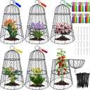 6 PCS 17.7"H X 11.42"D Garden Cloches,Chicken Wire Plant Covers Protectors Modular Design for Customizable Protection,Rust-Proof Heavy Duty Metal Plant Cage for Seedlings Flowers Protect from Animals