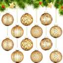 Jenaai 12 Pcs 2.36 Inch Champagne Glass Christmas Ball Ornaments Vintage Christmas Tree Decorations Mercury Glass Hanging Ornaments for Holiday Xmas Trees Party Garland DIY Craft Supplies, 6 Style