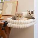 CHEERPALS Cat Desk Bed with Reversible Cushion, 90Foldable Cat Hammock for Desk Mounted, Suitable for Medium-to-Large Cats and Puppy, Clowd Series(White, Large)