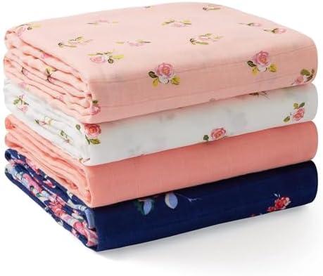 Momcozy Muslin Swaddle Blankets, Soft Silky Baby Blankets 47 x 47 inches, Breathable Swaddle Blankets, Newborn Receiving Blanket for Boys and Girls, Pack of 4 