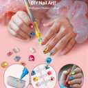 Nail Art Pens Set, DIY Kids Nail Art Kits with Nail Accessories 3D Press-On Nail, Clear Fake Nail Tips, DIY Sticker Nail Drawing Painting Pen for Salon Toys Gifts Toys for Girls (Pink)