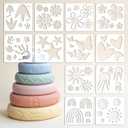 12 Pcs Large Sunflower Flower Stencils for Painting on Wood Garden Fence Paint for Kids Adult Art Crafts Projects Drawing Reusable Burning Pattern for Canvas Decorating (Baby Room)