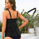 Tempt Me Women Tankini Top Only V Neck Swim Tops Tummy Control Bathing Suit Top No Bottom (Black, XL)