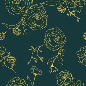 Safiyya 393"x17.3" Peel and Stick Wallpaper Gold and Teal Green Contact Paper Floral Wallpaper Self Adhesive Removable Wallpaper for Bedroom Covering Vinyl Rolls