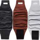Langsprit Male Belly Bands for Dogs (Pack of 3) - High Absorbing Dog Wraps Male Washable - Reusable Male Dog Diapers (Black,Gray,Coffee, Small)